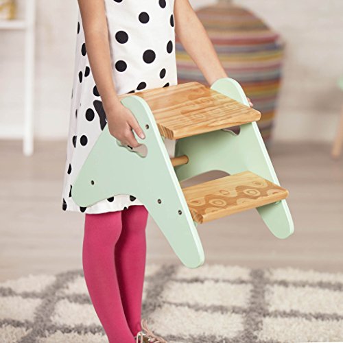B. spaces by Battat â Kids Wooden Two Step Stool â Peek-A-Boost â Mint & Wood from Branford LTD