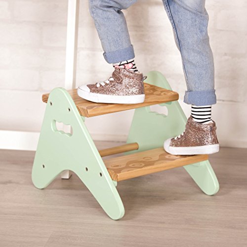 B. spaces by Battat â Kids Wooden Two Step Stool â Peek-A-Boost â Mint & Wood from Branford LTD