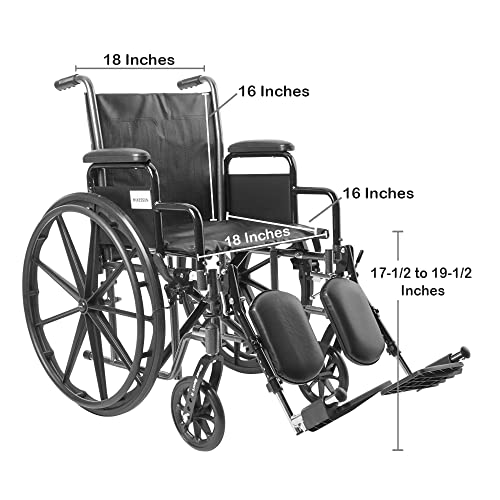 McKesson Wheelchair, Elevating Swing Away Foot Leg Rest, Desk Length Arms, 18 in Seat, 300 lbs Weight Capacity, 1 Count from McKesson Brand