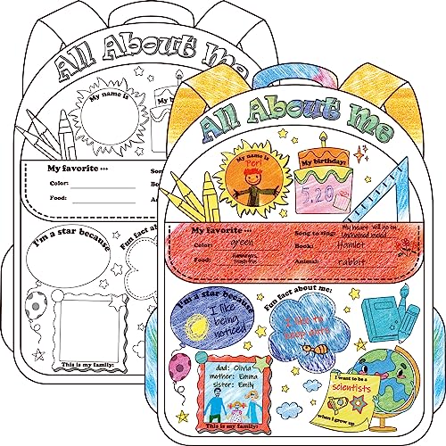 ZOIIWA 40 Schoolbag Read All About Me Posters Star Students Posters to Fill in for Kids Students Teachers All About Me Posters Decoration Elementary School Kindergarten Classroom Supplies by 