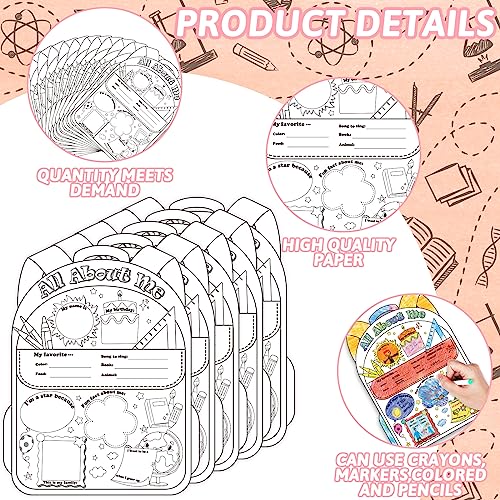 ZOIIWA 40 Schoolbag Read All About Me Posters Star Students Posters to Fill in for Kids Students Teachers All About Me Posters Decoration Elementary School Kindergarten Classroom Supplies by 