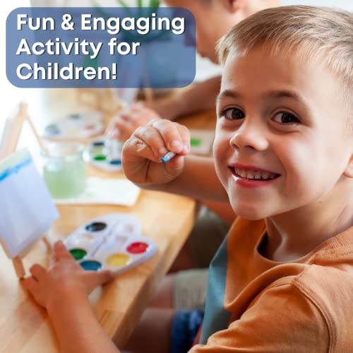 Mini Canvas and Easel Set with Mini Watercolor Paint in Bulk Set of 12 - Kids Art Party Favors & Party Supplies - 4x4" Small Canvases for Painting with Mini Easel - Water Colors Paint for Kids from CRAFTY HAPPITOYS
