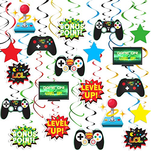 TMCCE Video Game Party Supplies Gaming Party Decoration For Boys Paper Plates,Cups,Napkins, Straws,Hanging Swirls,Balloons And Happy Birthday Banner For Boy Gamer Birthday Party Decoration 178 PCS from TMCCE