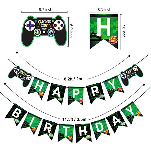 TMCCE Video Game Party Supplies Gaming Party Decoration For Boys Paper Plates,Cups,Napkins, Straws,Hanging Swirls,Balloons And Happy Birthday Banner For Boy Gamer Birthday Party Decoration 178 PCS from TMCCE