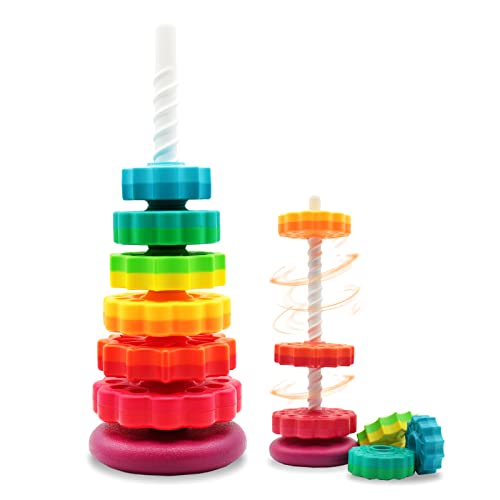 LBAIBB (1 PCS) Spinning Stacking Toys,Spin Toys ABS Plastic and Color Rainbow Design,Focus on Children Educational and Interactive Learning's Stack Toys, Suitable for Gifts for Boys and Girls by Lovebaby toy shop