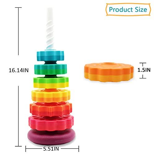 LBAIBB (1 PCS) Spinning Stacking Toys,Spin Toys ABS Plastic and Color Rainbow Design,Focus on Children Educational and Interactive Learning's Stack Toys, Suitable for Gifts for Boys and Girls by Lovebaby toy shop