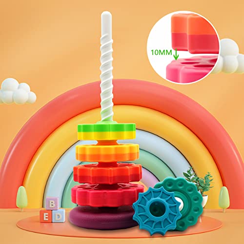 LBAIBB (1 PCS) Spinning Stacking Toys,Spin Toys ABS Plastic and Color Rainbow Design,Focus on Children Educational and Interactive Learning's Stack Toys, Suitable for Gifts for Boys and Girls by Lovebaby toy shop