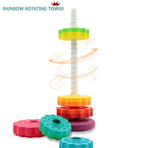 LBAIBB (1 PCS) Spinning Stacking Toys,Spin Toys ABS Plastic and Color Rainbow Design,Focus on Children Educational and Interactive Learning's Stack Toys, Suitable for Gifts for Boys and Girls by Lovebaby toy shop