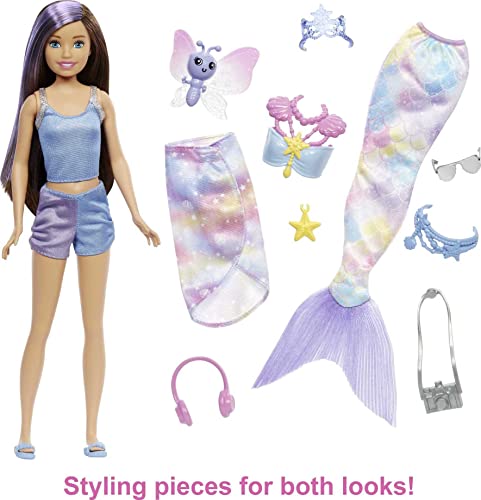 Barbie Mermaid Power Doll, Skipper with 10 Pieces Including Beachy Clothing, Mermaid Tail, Pet Butterfly & Accessories by Mattel
