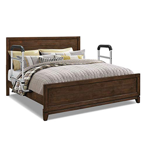 OasisSpace Bed Rail - Bedside Fall Prevention Grab Bar Mobility Aid for Elderly Seniors, Handicap - Adjustable Adult Bed Rail Cane fits King, Queen, Full, Twin - Stability Standing Bar Handle by OasisSpace