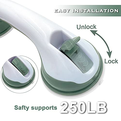 2 Pack Shower Handle - 12 inch Grab Bars for Bathroom with Strong Suction Cup,Bathroom Balance Bar Safety Hand Rail,Shower Grab Bars for Injury,Senior,Elderly by Kasrech