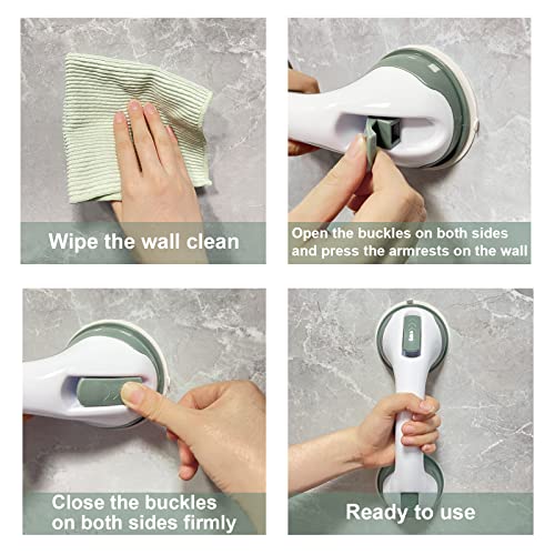 2 Pack Shower Handle - 12 inch Grab Bars for Bathroom with Strong Suction Cup,Bathroom Balance Bar Safety Hand Rail,Shower Grab Bars for Injury,Senior,Elderly by Kasrech