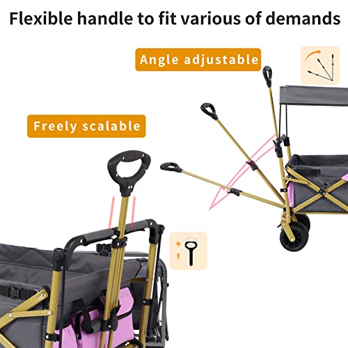 Foldable into Bag Travel Wagon Stroller for 2 Kids & Cargo Collapsible Toddler Wagon with Removable Canopy Adjustable 5-Point Harness Lightweight Carry-on Stroller for Airplane by CLGrich