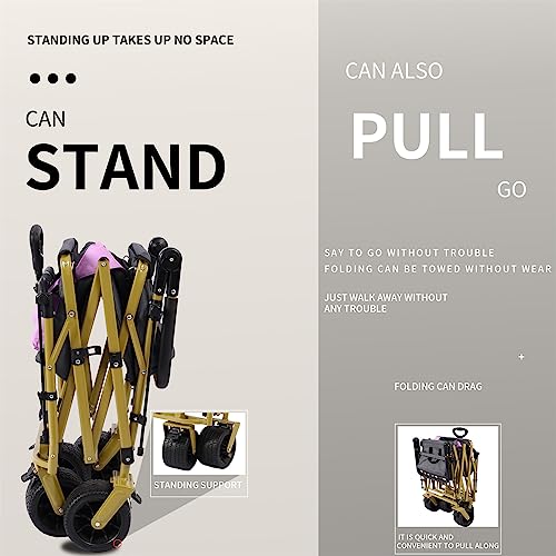 Foldable into Bag Travel Wagon Stroller for 2 Kids & Cargo Collapsible Toddler Wagon with Removable Canopy Adjustable 5-Point Harness Lightweight Carry-on Stroller for Airplane by CLGrich