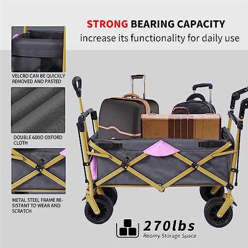 Foldable into Bag Travel Wagon Stroller for 2 Kids & Cargo Collapsible Toddler Wagon with Removable Canopy Adjustable 5-Point Harness Lightweight Carry-on Stroller for Airplane by CLGrich