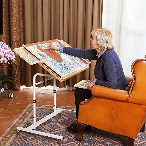 YISHAN Wooden Jigsaw Puzzle Board Table for 1000 Pieces with Drawers and Cover, Adjustable Puzzle Easel, Portable Tilting Puzzle Plateau for Adults and Children from USUN