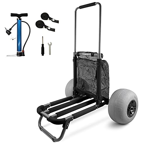TOURFUN Beach Cargo Cart with Big Wheels for Sand, Foldable Beach Wagon Trolley 12 Inch Balloon Tires Heavy Duty 220 LBS Capacity by TOURFUN