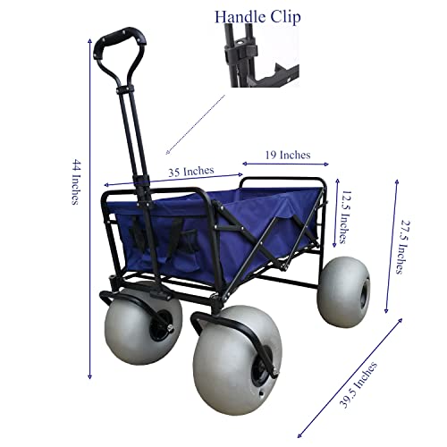 CRESTWALKER 250 lb Capacity Folding Beach Wagon with Big Balloon Wheels for Sand, Heavy Duty Collapsible Cart with Large 13" Polyurethane Tires by CRESTWALKER