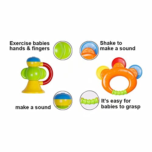 Baby Rattle Sets Teether Rattles Toys, 8pcs Babies Grab Shaker and Spin Rattle Toy Early Educational Toys with Owl Bottle Gifts Set for 0, 3, 6, 9, 12 Month Newborn Infant Baby, Boy, Girl from LITTLESMET