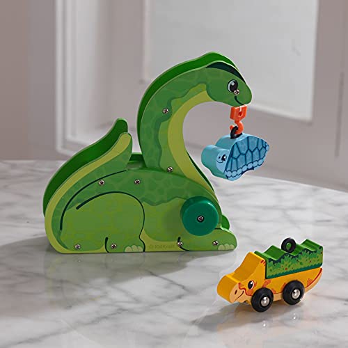 KidKraft Adventure Tracksâ¢: Dino World Cretaceous Crane Wooden Train Track 4-pc. Vehicle Play Set, Gift for Ages 3+ by KidKraft
