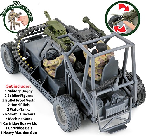 Click N' Play Military Desert Patrol Vehicle (DPV) Buggy 16 Piece Play Set with Accessories from Click N' Play