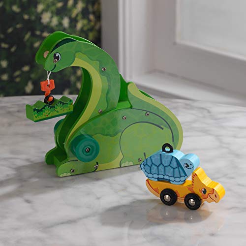 KidKraft Adventure Tracksâ¢: Dino World Cretaceous Crane Wooden Train Track 4-pc. Vehicle Play Set, Gift for Ages 3+ by KidKraft