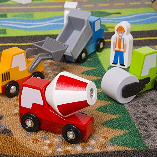 Melissa & Doug Deluxe Activity Road Rug Play Set with 49 Wooden Vehicles and Play Pieces by Melissa and Doug