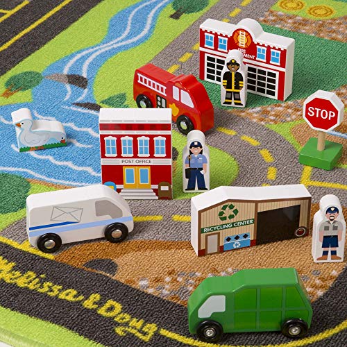 Melissa & Doug Deluxe Activity Road Rug Play Set with 49 Wooden Vehicles and Play Pieces by Melissa and Doug