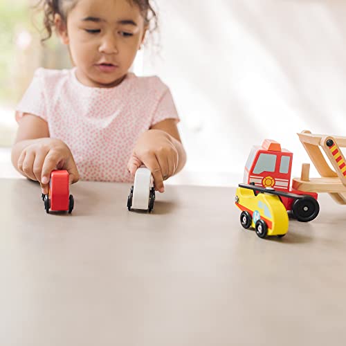 Melissa & Doug Wooden Emergency Vehicle Carrier Truck With 1 Truck and 4 Rescue Vehicles by Melissa & Doug
