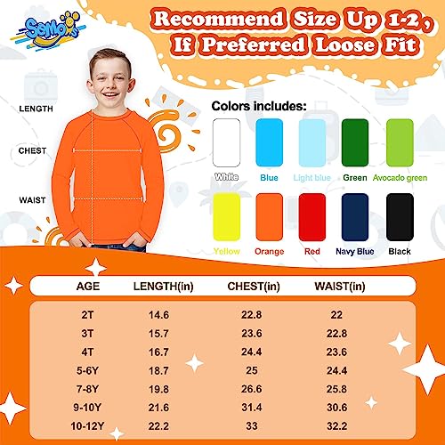 Boys Rash Guard Orange Swim Shirt Long Sleeve for Toddler Kids 7-8Y Rashguard Water Shirt UPF+ 50 Swimming Shirt by 