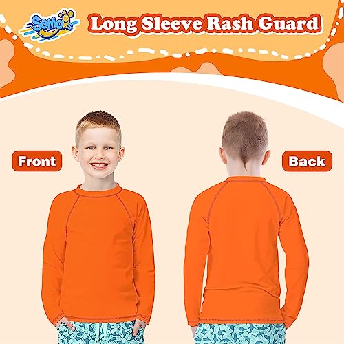 Boys Rash Guard Orange Swim Shirt Long Sleeve for Toddler Kids 7-8Y Rashguard Water Shirt UPF+ 50 Swimming Shirt by 