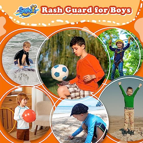Boys Rash Guard Orange Swim Shirt Long Sleeve for Toddler Kids 7-8Y Rashguard Water Shirt UPF+ 50 Swimming Shirt by 