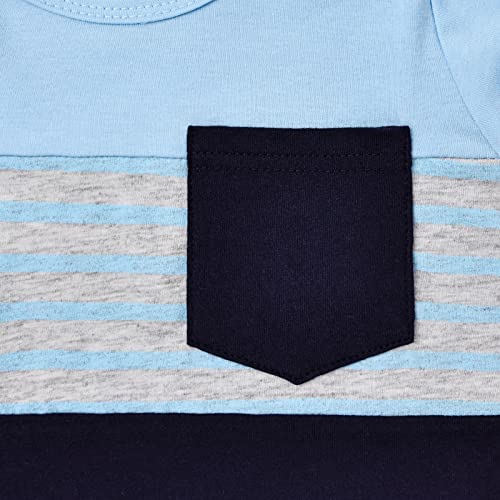 FOCUTEBB 2 Years Old Boy Clothes Toddler Boy Clothes Summer Outfits Patchwork Short Sleeve T-Shirt Shorts Set Summer Clothes Set Dark Blue Boy Set 2-3T/90cm by 