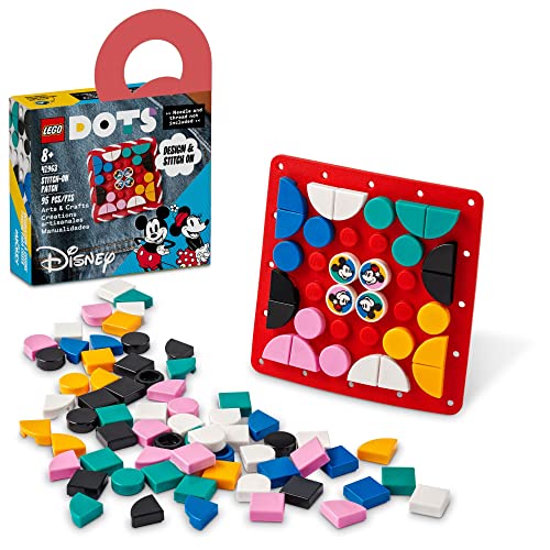 LEGO DOTS Disney Mickey and Minnie Mouse Stitch-On Patch 41963, DIY Toy Badge Making Kit to Decorate Clothes, Backpacks and More, Craft Kit for Kids Aged 8 Plus by LEGO