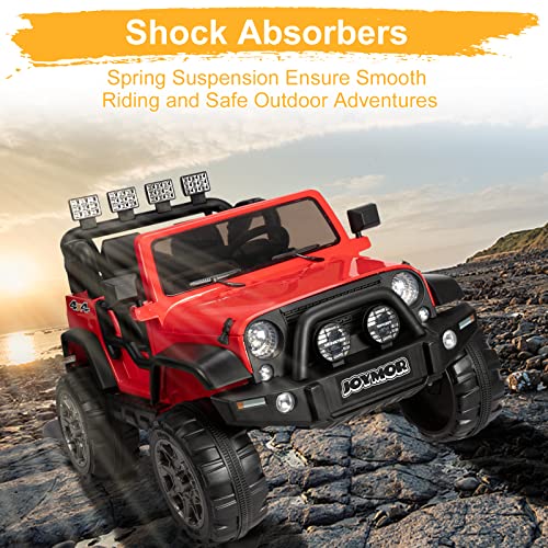 JOYMOR 12V Ride on Truck 2 Seat Kids Electric Battery Powered Car w/ 2.4G Remote Control, Motorized Toddler Vehicles Truck Toy, Adjustable Speeds, MP3 Player, LED, Horn (Red) by JOYMOR