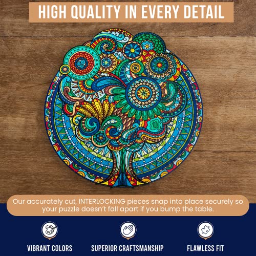 ZenChalet Floral Retro 200 Piece Wooden Jigsaw Puzzle for Adults - Uniquely Shaped Pieces with Durable Construction - Perfect for Birthday Gifts, Game Nights and Camping from ZenChalet