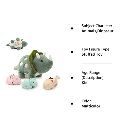 Karister 17.6in Plush Dinosaur Stuffed Animals,A Mommy Dinosaur with 3 Baby Dinosaurs,Triceratops, Tyrannosaurus Rex and Diplodocus. by Karister