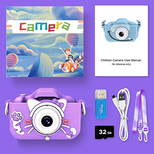 Goopow Kids Camera Toys for 3-8 Year Old Girls,Children Digital Video Camcorder Camera with Cartoon Soft Silicone Cover, Best Christmas Birthday Festival Gift for Kids - 32G SD Card Included from Goopow