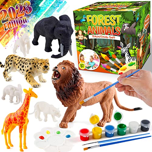FUNZBO Kids Crafts and Arts Set Painting Kit - Animal Toys Art and Craft Supplies Party Favors for Boys Girls Age 4 5 6 7 Years Old Kid Creativity DIY Gift Easter Paint Your Own Forest Animals Set from FunzBo
