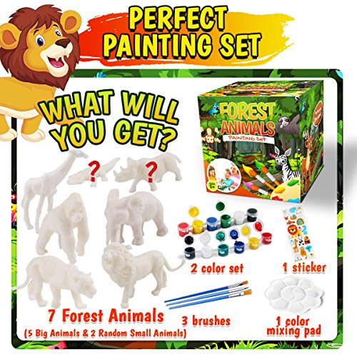 FUNZBO Kids Crafts and Arts Set Painting Kit - Animal Toys Art and Craft Supplies Party Favors for Boys Girls Age 4 5 6 7 Years Old Kid Creativity DIY Gift Easter Paint Your Own Forest Animals Set from FunzBo
