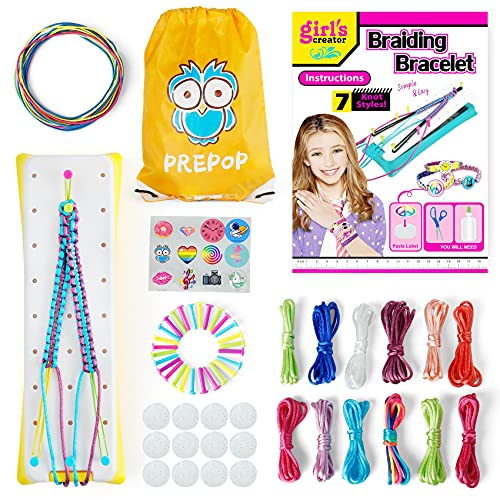 Friendship Bracelet Making Kit for Teen Girls - DIY Arts and Crafts Toys for Kids Age 7 8 9 10 11 12 Years Old, Best Birthday Christmas Gifts and String Bracelet Maker for Travel Activities Supplies by PREPOP