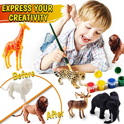 FUNZBO Kids Crafts and Arts Set Painting Kit - Animal Toys Art and Craft Supplies Party Favors for Boys Girls Age 4 5 6 7 Years Old Kid Creativity DIY Gift Easter Paint Your Own Forest Animals Set from FunzBo