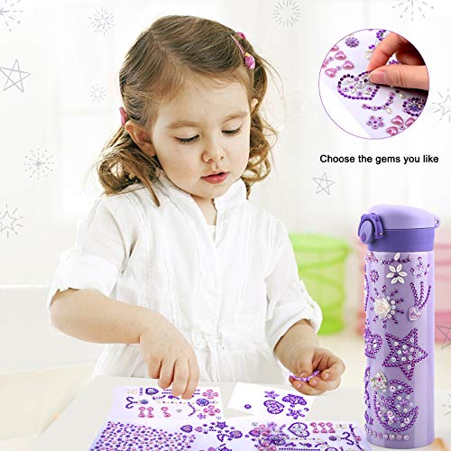HULASO for 7 Year Old Girls Decorate Your Own Water Bottles with Tons of Rhinestone Glitter Gem Stickers - DIY Gifts Arts and Crafts, BPA Free Stainless Steel Vacuum Insulated Mug (17 OZ) by HULASO