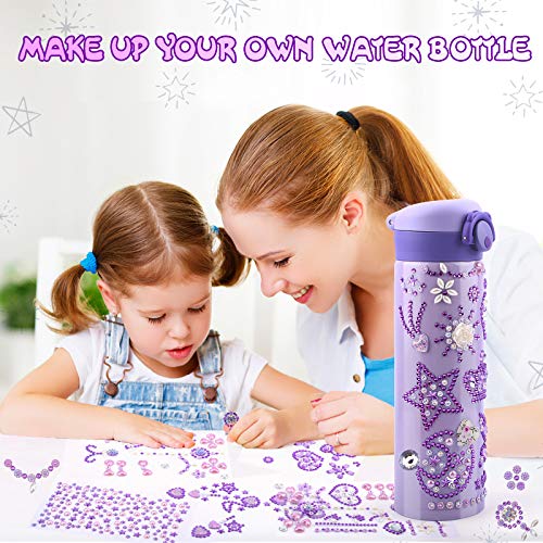 HULASO for 7 Year Old Girls Decorate Your Own Water Bottles with Tons of Rhinestone Glitter Gem Stickers - DIY Gifts Arts and Crafts, BPA Free Stainless Steel Vacuum Insulated Mug (17 OZ) by HULASO