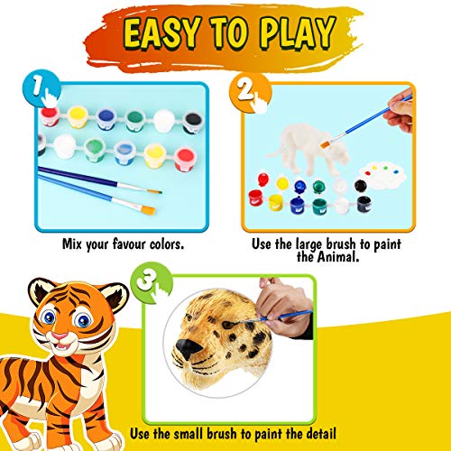 FUNZBO Kids Crafts and Arts Set Painting Kit - Animal Toys Art and Craft Supplies Party Favors for Boys Girls Age 4 5 6 7 Years Old Kid Creativity DIY Gift Easter Paint Your Own Forest Animals Set from FunzBo