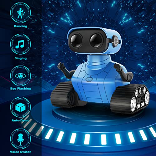 Hamourd Robot Toys for Boys Girls, Rechargeable Remote Control Robots, Emo Robot with Auto-Demonstration, Flexible Head & Arms, Dance Moves, Music, Shining LED Eyes, Kids Toys for 5+ Years Old Boys by Hamourd