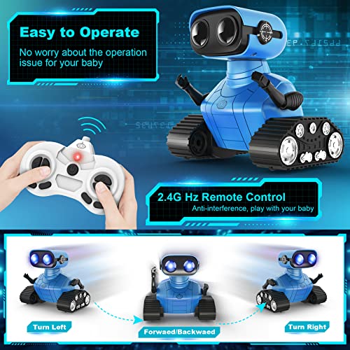 Hamourd Robot Toys for Boys Girls, Rechargeable Remote Control Robots, Emo Robot with Auto-Demonstration, Flexible Head & Arms, Dance Moves, Music, Shining LED Eyes, Kids Toys for 5+ Years Old Boys by Hamourd