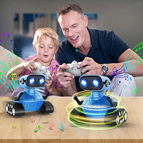Hamourd Robot Toys for Boys Girls, Rechargeable Remote Control Robots, Emo Robot with Auto-Demonstration, Flexible Head & Arms, Dance Moves, Music, Shining LED Eyes, Kids Toys for 5+ Years Old Boys by Hamourd