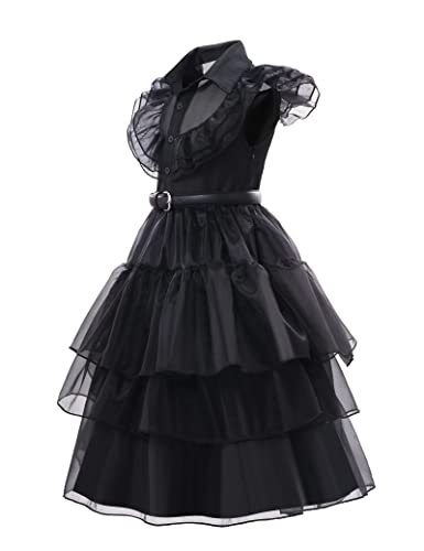 Kidswant Wednesday Addams Dress Girls Halloween Costumes Wednesday Addams Costume Black Princess Dress For 5-12T from Kidswant