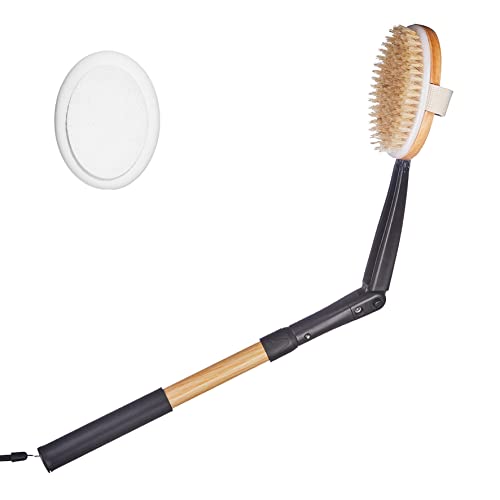 EASACE Long Handle Bath Body Brush & Lotion Applicator for Back Scrubber, Shower Brush with Soft Bristles for Wet or Dry by EASACE